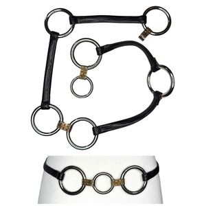 Vintage Simon Belt Leather Silver Ring Avant Garde‎ Equestrian M Adjustable Rare